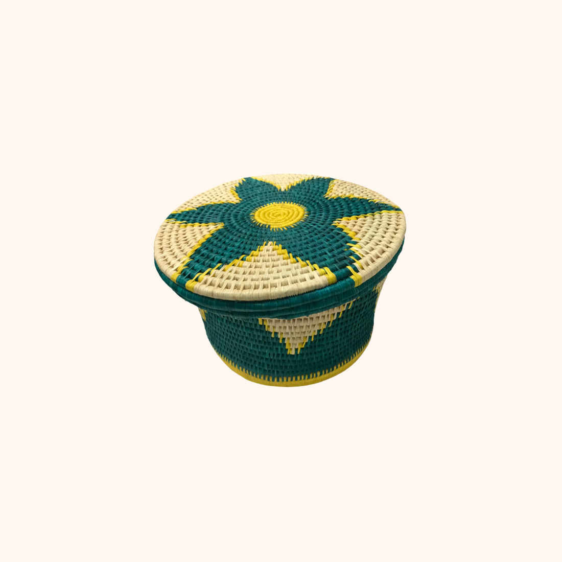 Ekibbo Wano – Ugandan African Woven Large Lidded Coil Grass Storage Basket